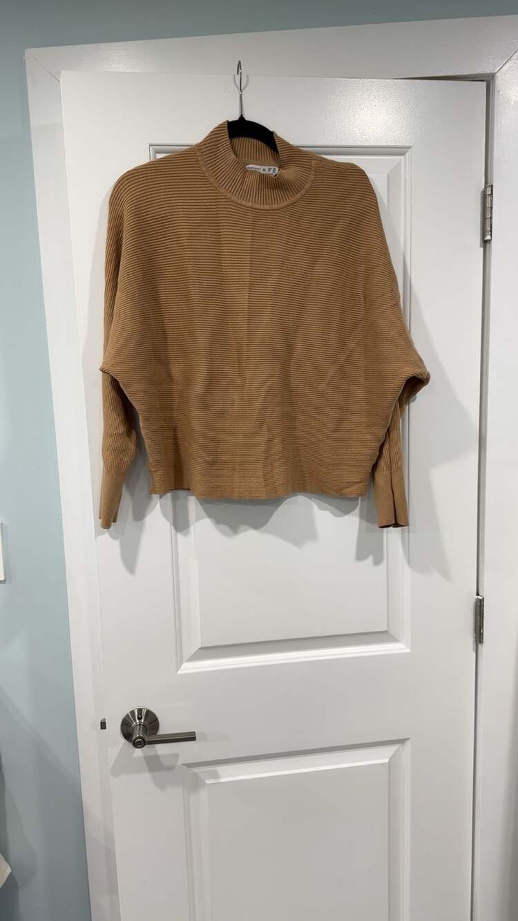 Primark Cares Camel Mock Neck Oversized Ribbed Batwing Sweater Size XL